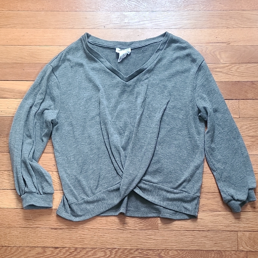 For The Republic Olive Green Knit Long Sleeve Top